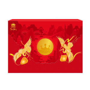 Trăng Vàng Hoàng Kim Vinh Hiển (Đỏ) - Hộp Giấy 4 Bánh X160g + Trà Ô Long 50g)